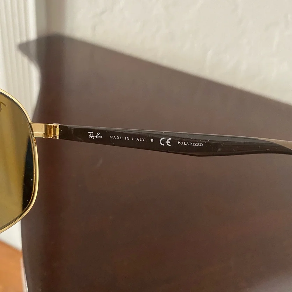 Ray‑Ban RB3593 001/83 Polarized Brown Sunglasses Gold Frame 58 mm Made in Italy